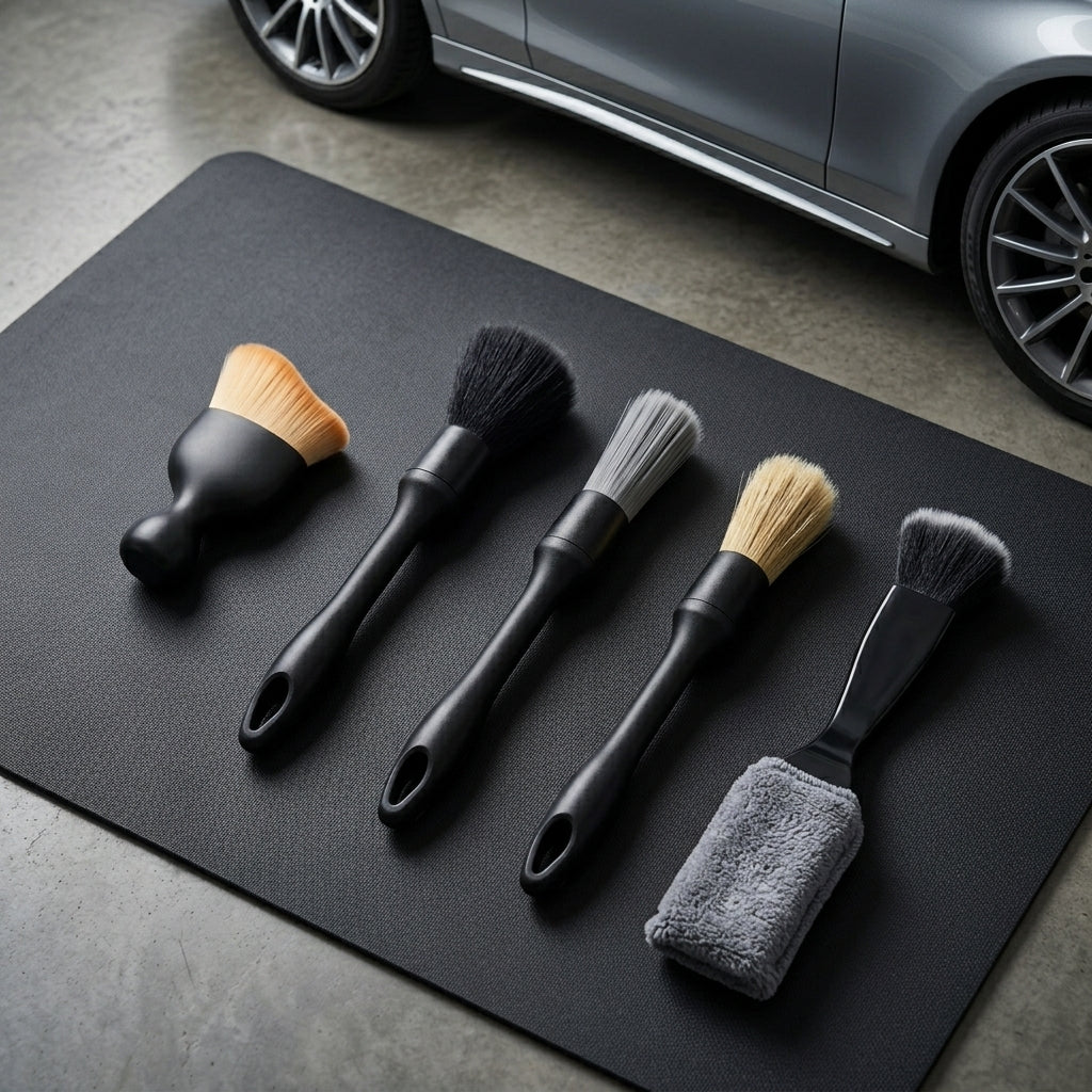 5-Piece Car Detailing Brush Set for Interior & Wheels