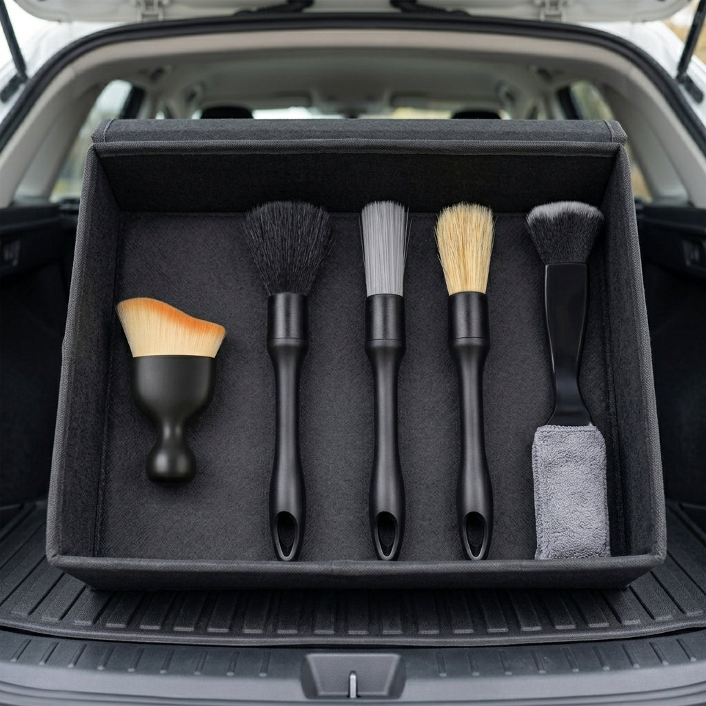 5-Piece Car Detailing Brush Set for Interior & Wheels